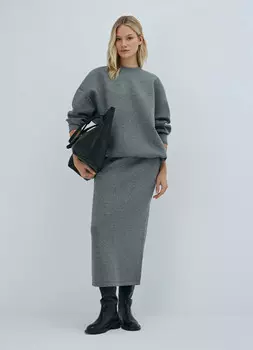 Объёмный свитшот с принтом и стопперами, Серый