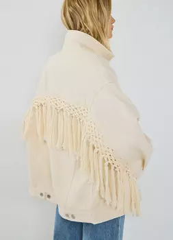 Объёмный жакет с бахромой, Бежевый