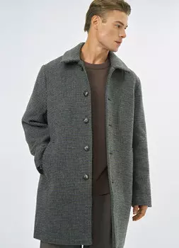 Однобортное пальто в клетку, Коричневый