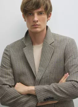 Однобортный пиджак из смесовой шерсти, Коричневый