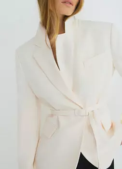 Однобортный жакет из поливискозы, Бежевый