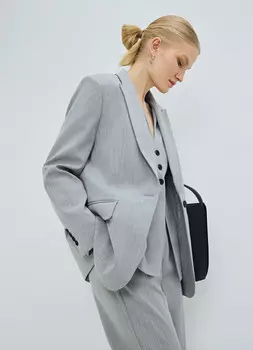 Однобортный жакет из поливискозы, Серый