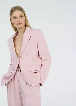Однобортный жакет со льном, Розовый