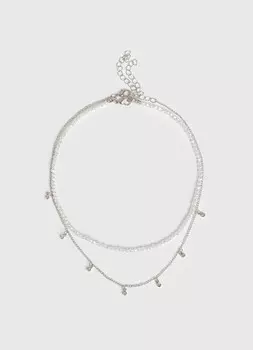 Ожерелье для девочек, 2 шт., Серебряный