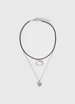 Ожерелье Hello Kitty для девочек, 2 шт., Серебряный