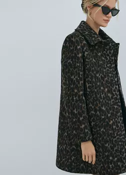 Пальто с леопардовым принтом, Коричневый