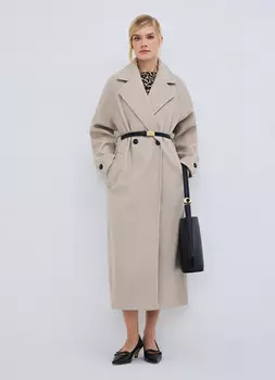 Пальто с поясом, Бежевый