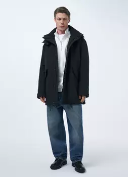 Парка с капюшоном и карманами, Черный