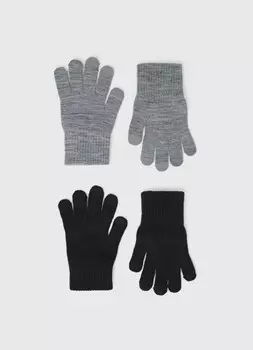 Перчатки для девочек, 2 пары, Черный