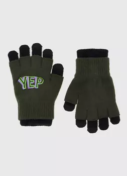 Перчатки с митенками для мальчиков, Зеленый