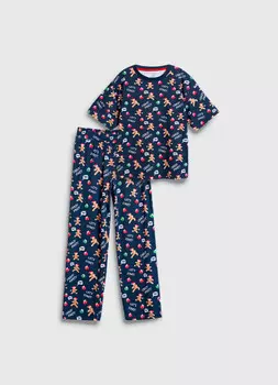 Пижама с новогодним принтом для мальчиков, Синий