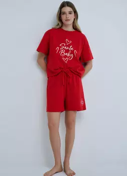 Пижама с принтом, Красный