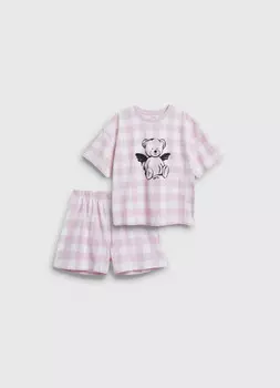 Пижама в клетку для девочек, Розовый