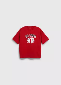 Пижамная футболка с новогодним принтом для мальчиков, Красный