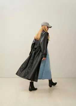 Плащ из экокожи, Черный
