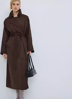 Плащ из искусственной замши, Коричневый