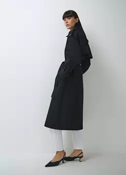 Плащ с поясом, Черный