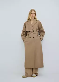 Плащ с ремнём, Бежевый