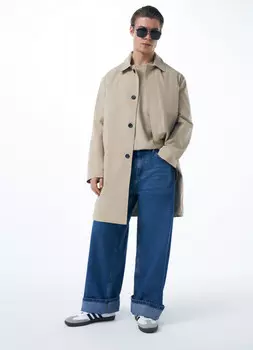 Плащ со скрытой планкой, Бежевый
