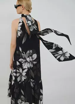 Платье А-силуэта с объёмным бантом, Черный