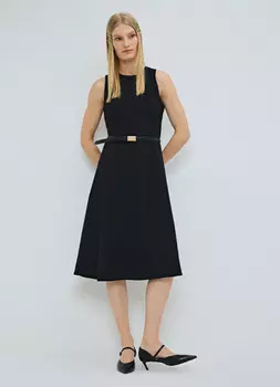 Платье без рукавов с расклёшенной юбкой, Черный