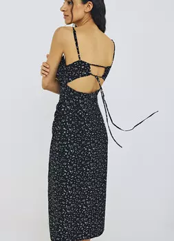 Платье-бюстье с принтом, Черный