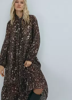 Платье из лиоцелла с бантом, Бежевый