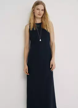 Платье макси А-силуэта изо льна, Синий