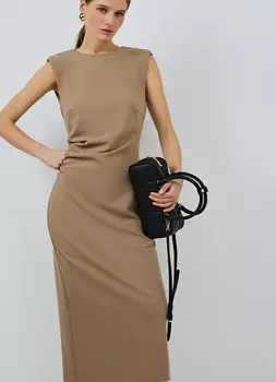 Платье макси без рукавов, Бежевый