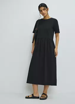 Платье макси из хлопкового джерси, Черный