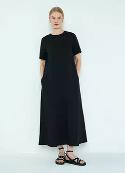Платье макси из хлопкового джерси, Черный
