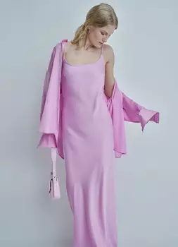 Платье макси на тонких бретелях, Розовый