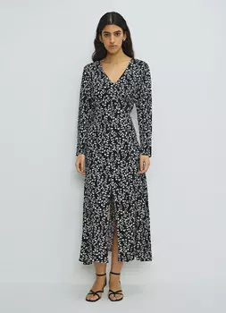 Платье макси с принтом, Черный