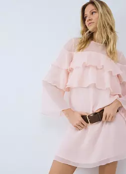 Платье мини А-силуэта с воланами, Оранжевый