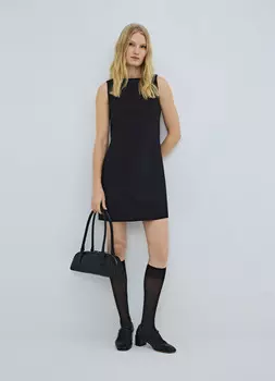 Платье мини без рукавов, Черный