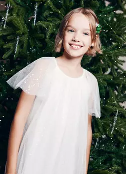 Платье мини для девочек, Белый
