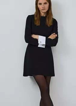 Платье мини с контрастными манжетами, Черный