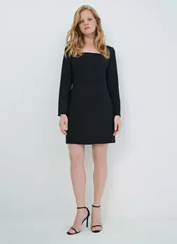 Платье мини с квадратным вырезом, Черный