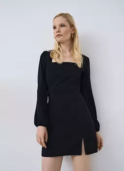 Платье мини с квадратным вырезом, Черный