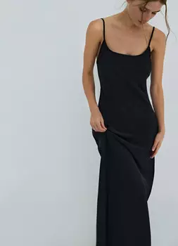Платье на тонких бретелях, Черный