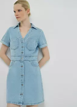 Платье-рубашка из денима, Голубой