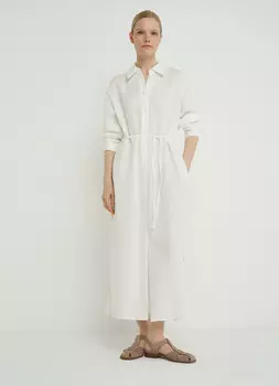 Платье-рубашка с поясом, Белый