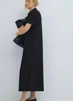 Платье с воротником-поло, Черный