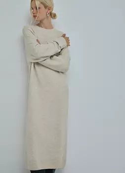 Платье-свитер оверсайз, Бежевый