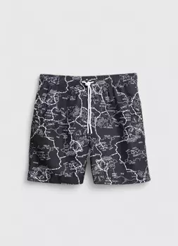 Плавательные шорты с принтом, Черный
