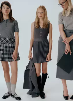 Плиссированная юбка для девочек, Серый