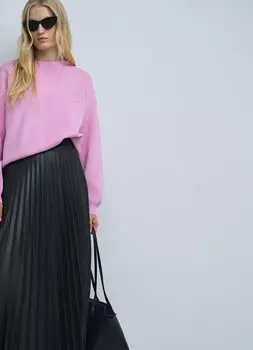 Плиссированная юбка миди, Черный