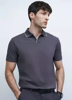 Поло из мягкого пике, Серый