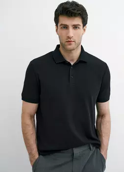 Поло из плотного хлопка, Черный