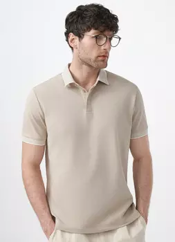 Поло из шелковистого пике, Бежевый